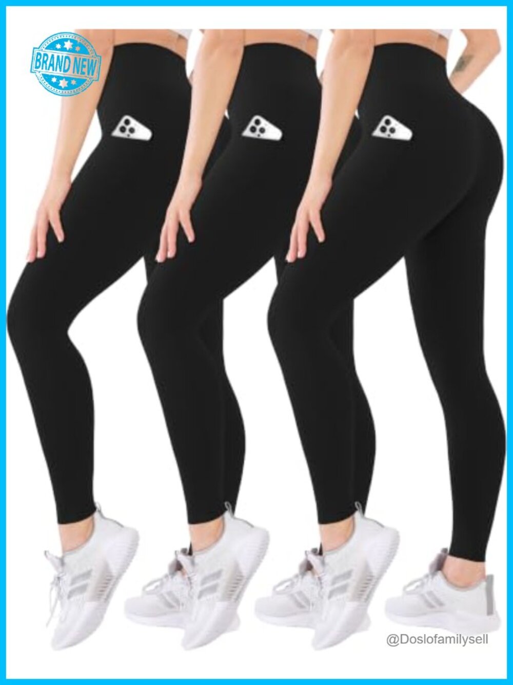High Waisted Leggings with Pockets Soft Tummy Control Yoga Running
